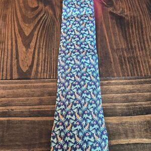 Salvatore Ferragamo Blue and Pink Giraffe Pattern Tie